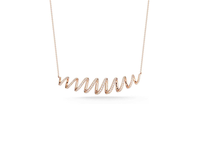 Rose Gold Plated CZ Studded Wavy Pendant